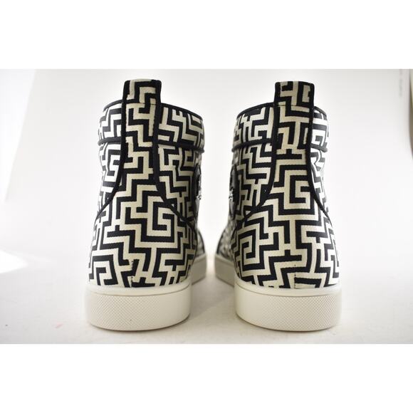 Christian Louboutin Mens Rantus Orlato Flat Tissu Black White High Sneaker 44 11 - Picture 12 of 13